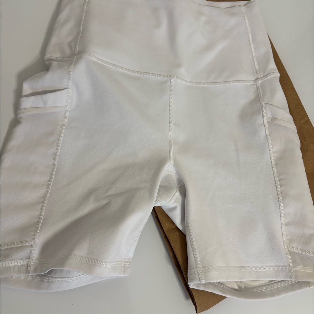 Fabletics White Bike Shorts High Waist Performance